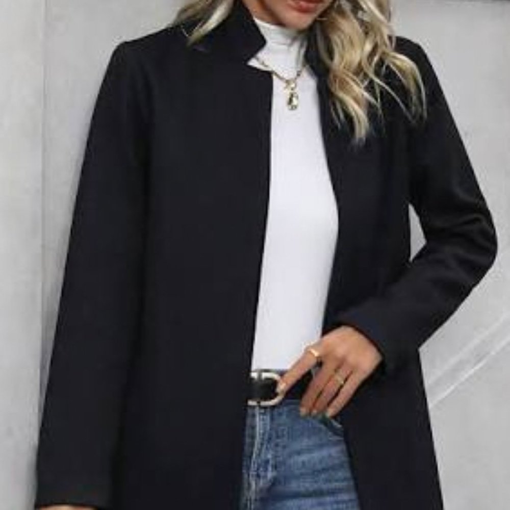 Women's Winter Overcoat Mid-Long Stand Collar Single Breasted Coat Outerwear